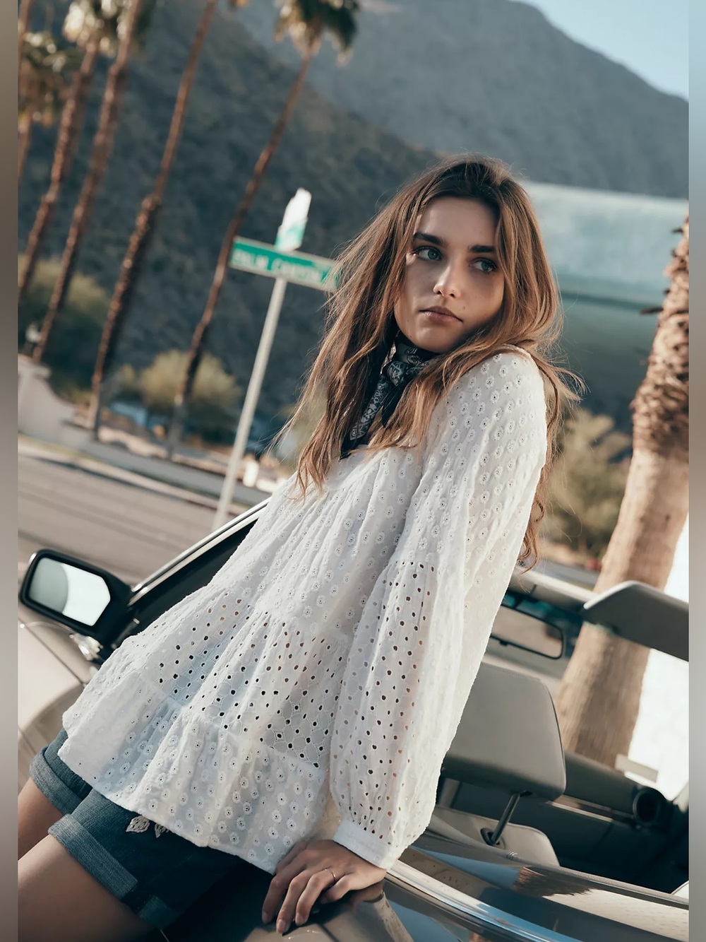 ANTHROPOLOGIE | Meadow Rue “Winnie” Peasant White Eyelet Top